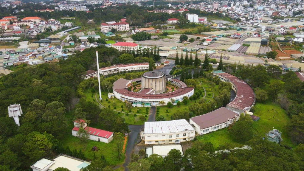 Aerial shot of the Rooppur Nuclear Power Plant in Bangladesh, highlighting infrastructure and surrounding landscape.